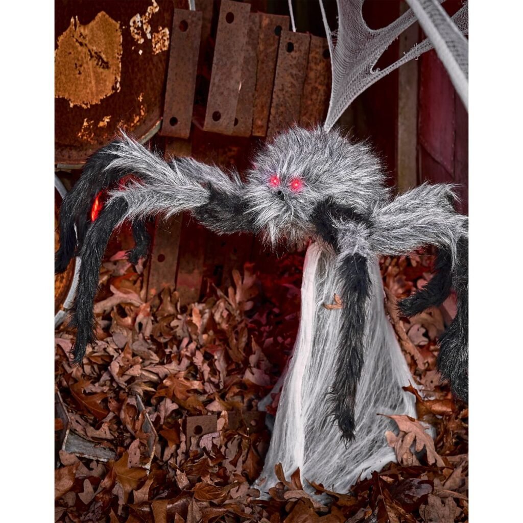 21 In LED Gray Jumping Spider Animatronic