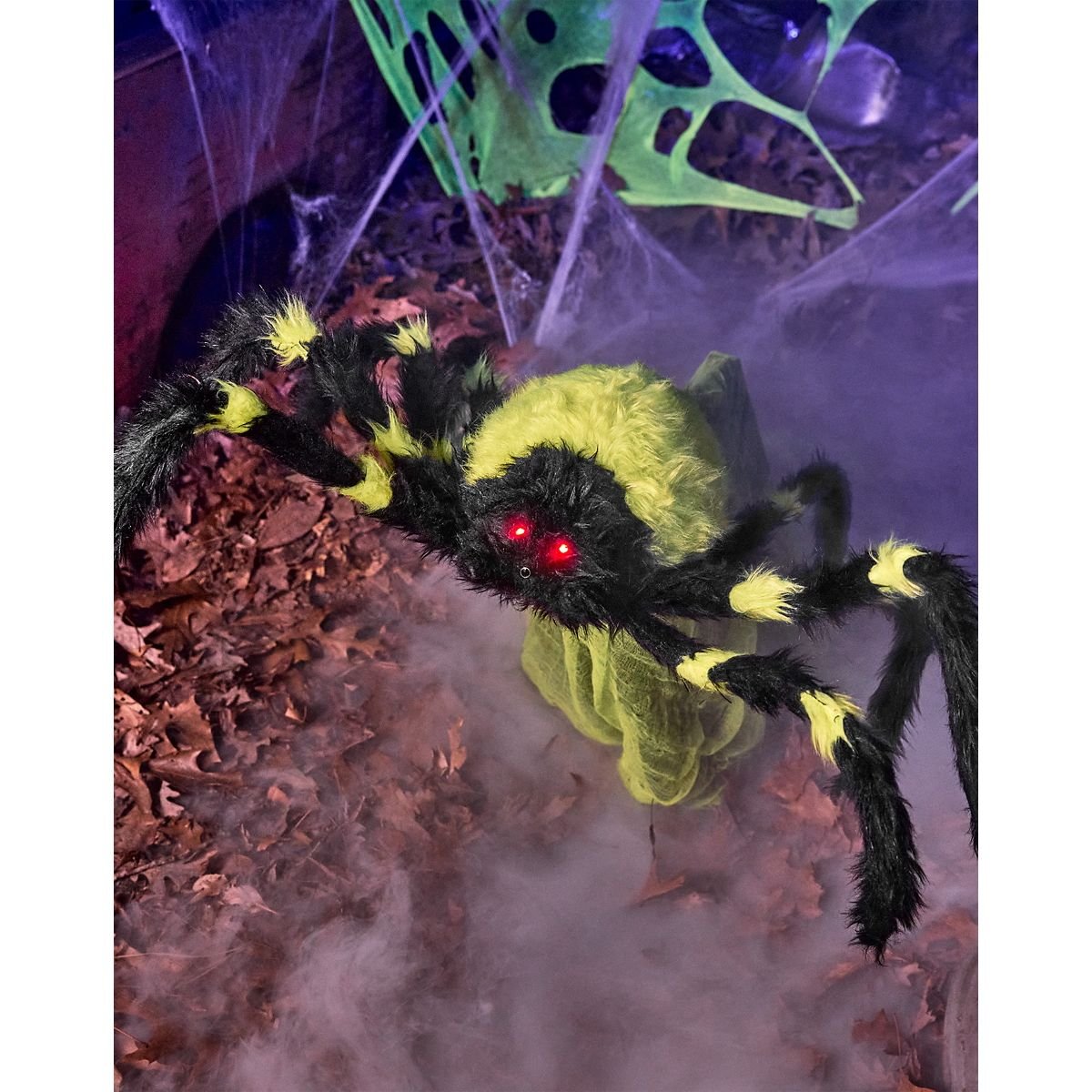 21 Inch LED Green Jumping Spider Animatronic