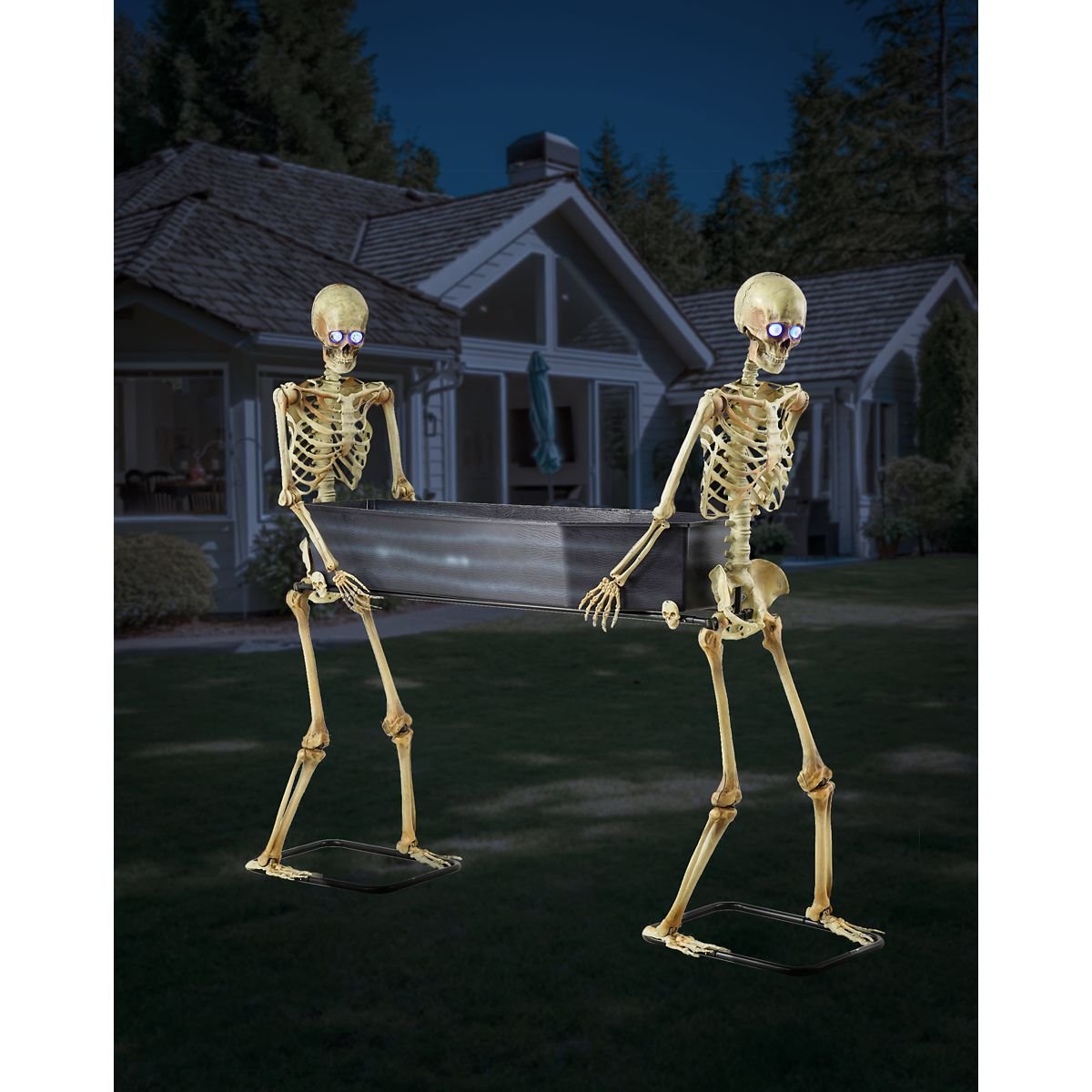 5 Ft LED Skeletons with Coffin